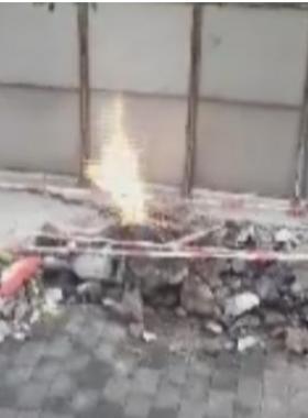 燃?xì)庑孤岆U(xiǎn) 電鎬破路火花引燃泄漏天然氣