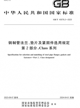 鋼制管法蘭、墊片及緊固件選用規(guī)定 第2部分:Class系列國標/T 43079.2-2023